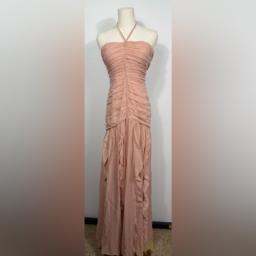 New! Veronica Beard Lucine ruched silk-crepon halterneck maxi dress Sz 6‎ $958 - Picture 6 of 10